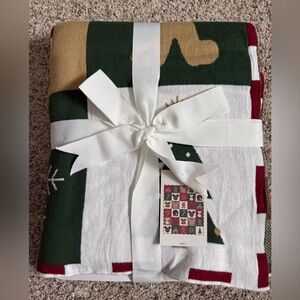 NWT Disney Holiday Blanket with Green, Red, and Gold
